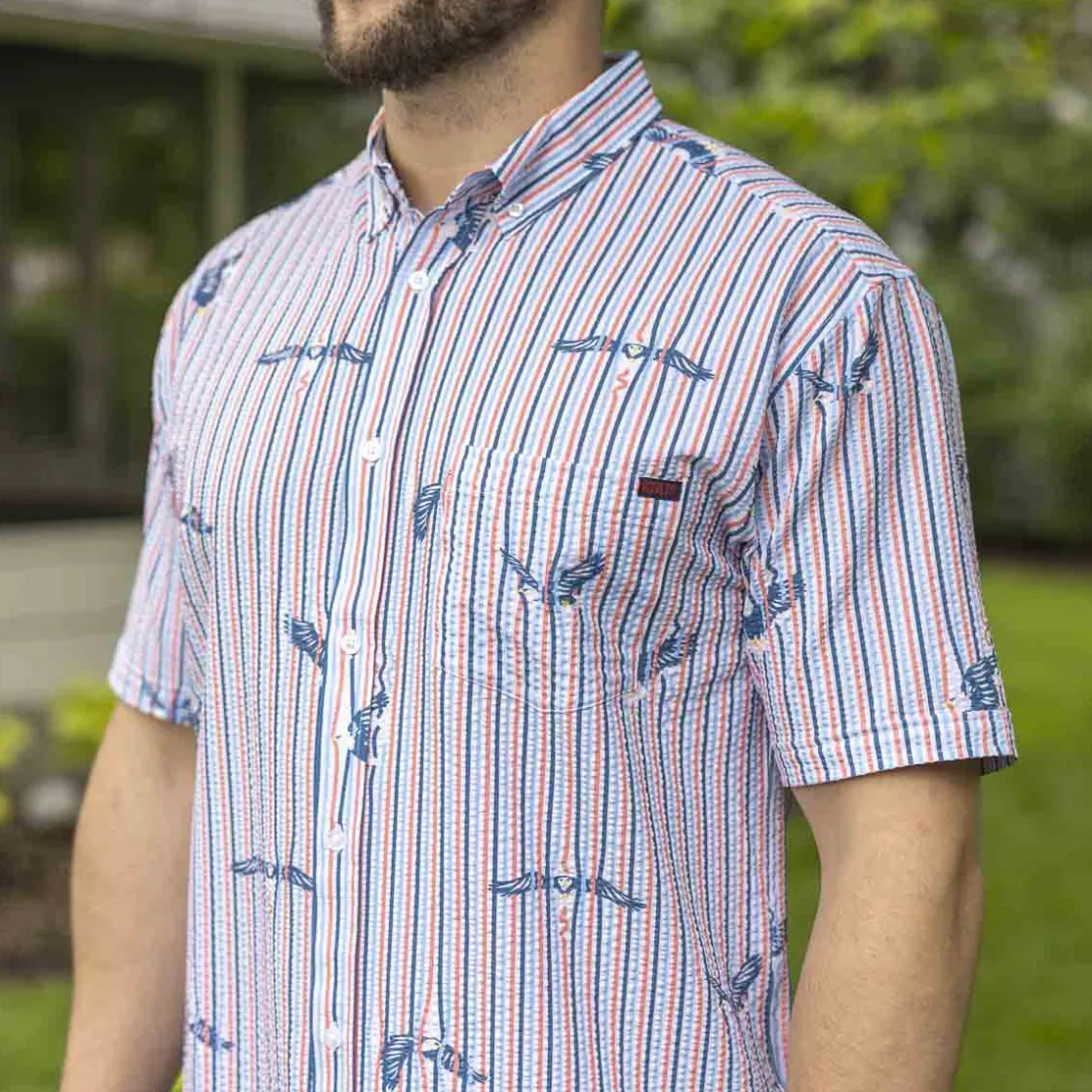 Short Sleeve Shirts|Americana|RSVLTS America's Got Talons – Stretch Seersucker Short Sleeve Shirt