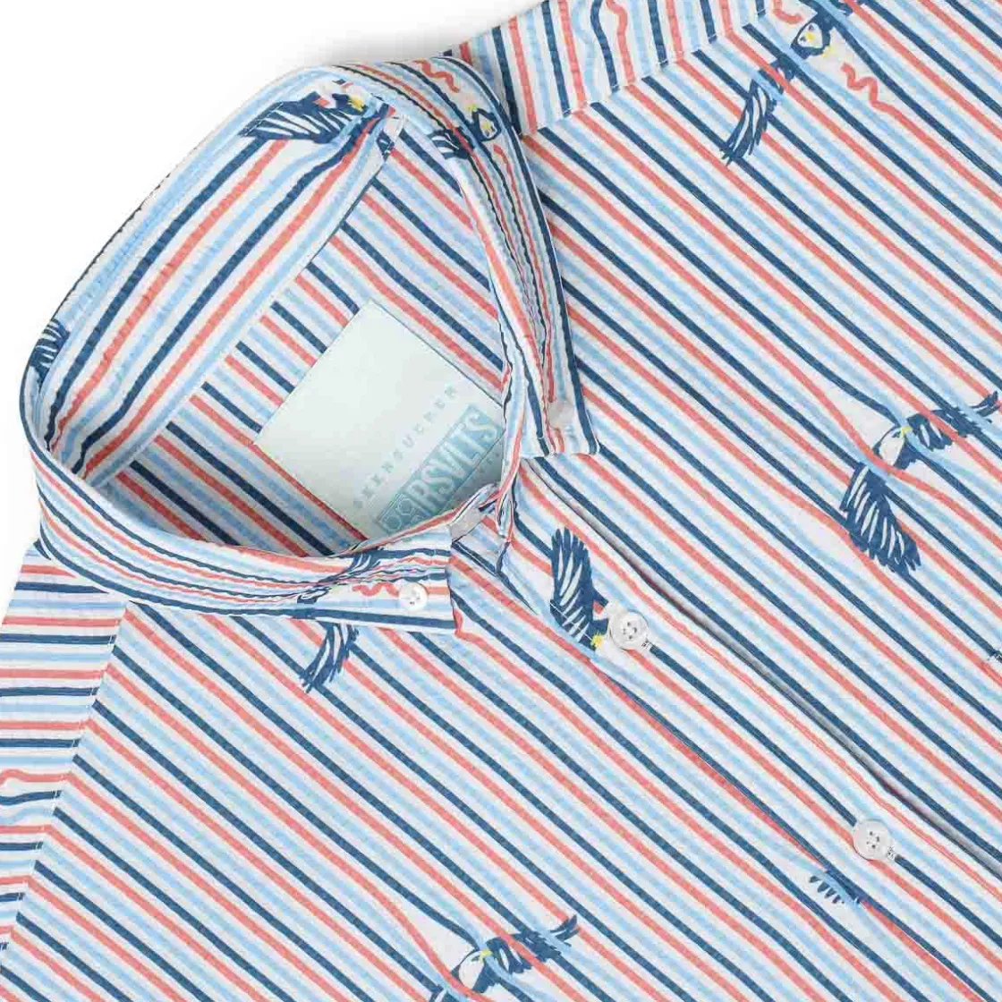 Short Sleeve Shirts|Americana|RSVLTS America's Got Talons – Stretch Seersucker Short Sleeve Shirt