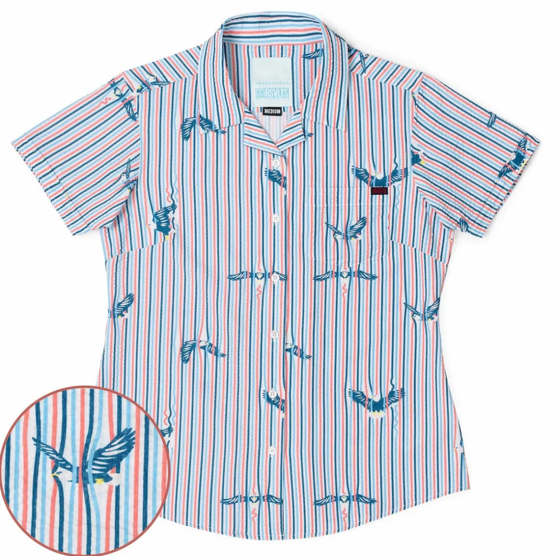 Short Sleeve Shirts|Americana|RSVLTS America's Got Talons – Women's Stretch Seersucker Short Sleeve Shirt