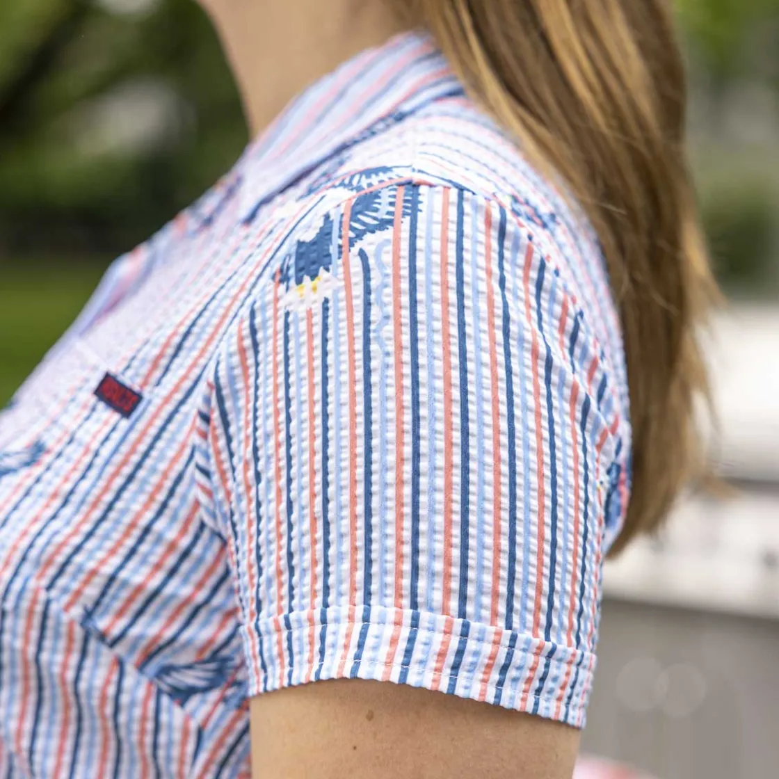 Short Sleeve Shirts|Americana|RSVLTS America's Got Talons – Women's Stretch Seersucker Short Sleeve Shirt