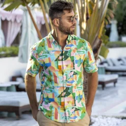 Short Sleeve Shirts|Bamboo|RSVLTS Big Cat Cabana – Bamboo Short Sleeve Shirt