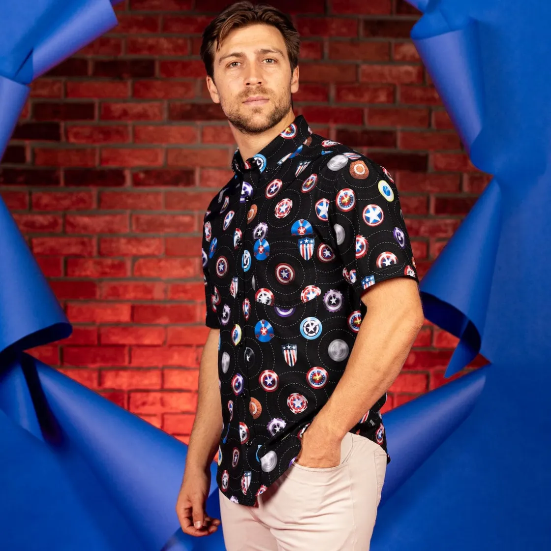 Captain America|Marvel|Marvel Captain America "Wield the Shield" – KUNUFLEX Short Sleeve Shirt