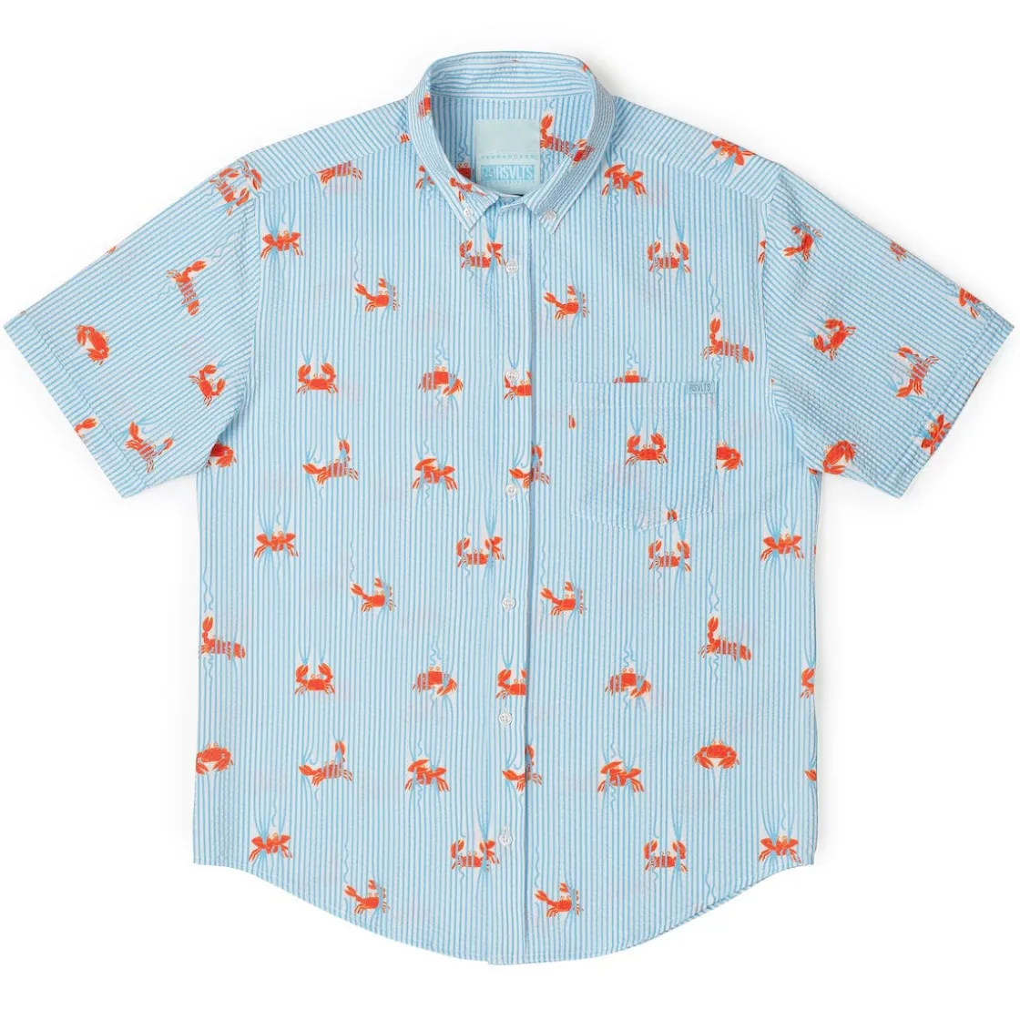 Short Sleeve Shirts|Seersucker|RSVLTS Crabs – Stretch Seersucker Short Sleeve Shirt