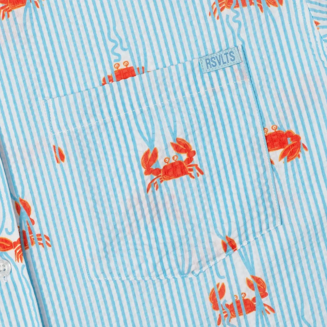 Short Sleeve Shirts|Seersucker|RSVLTS Crabs – Stretch Seersucker Short Sleeve Shirt
