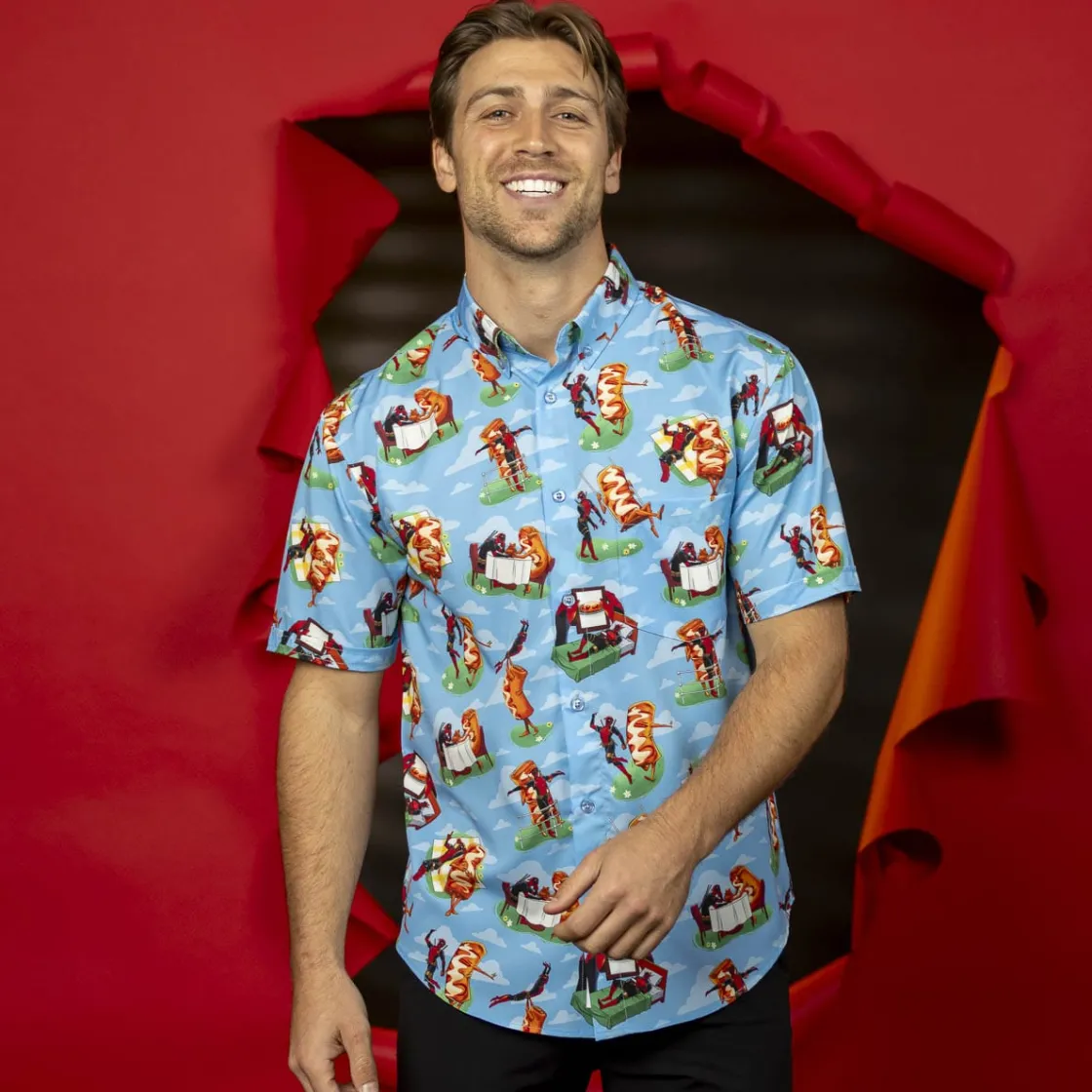 Deadpool|Marvel|Marvel Deadpool "Chimichanga Dreams" – KUNUFLEX Short Sleeve Shirt