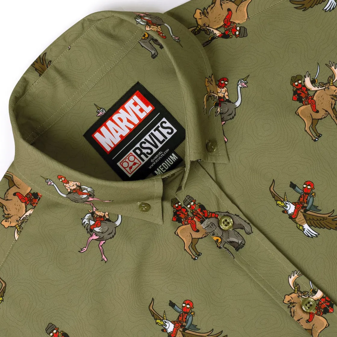 Deadpool|Marvel|Marvel Deadpool "Deady Riding Things" – KUNUFLEX Short Sleeve Shirt