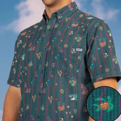 Finding Nemo|Disney & Pixar|Disney and Pixar Finding Nemo "Shark Bait’s Buds" – Stretch Seersucker Short Sleeve Shirt