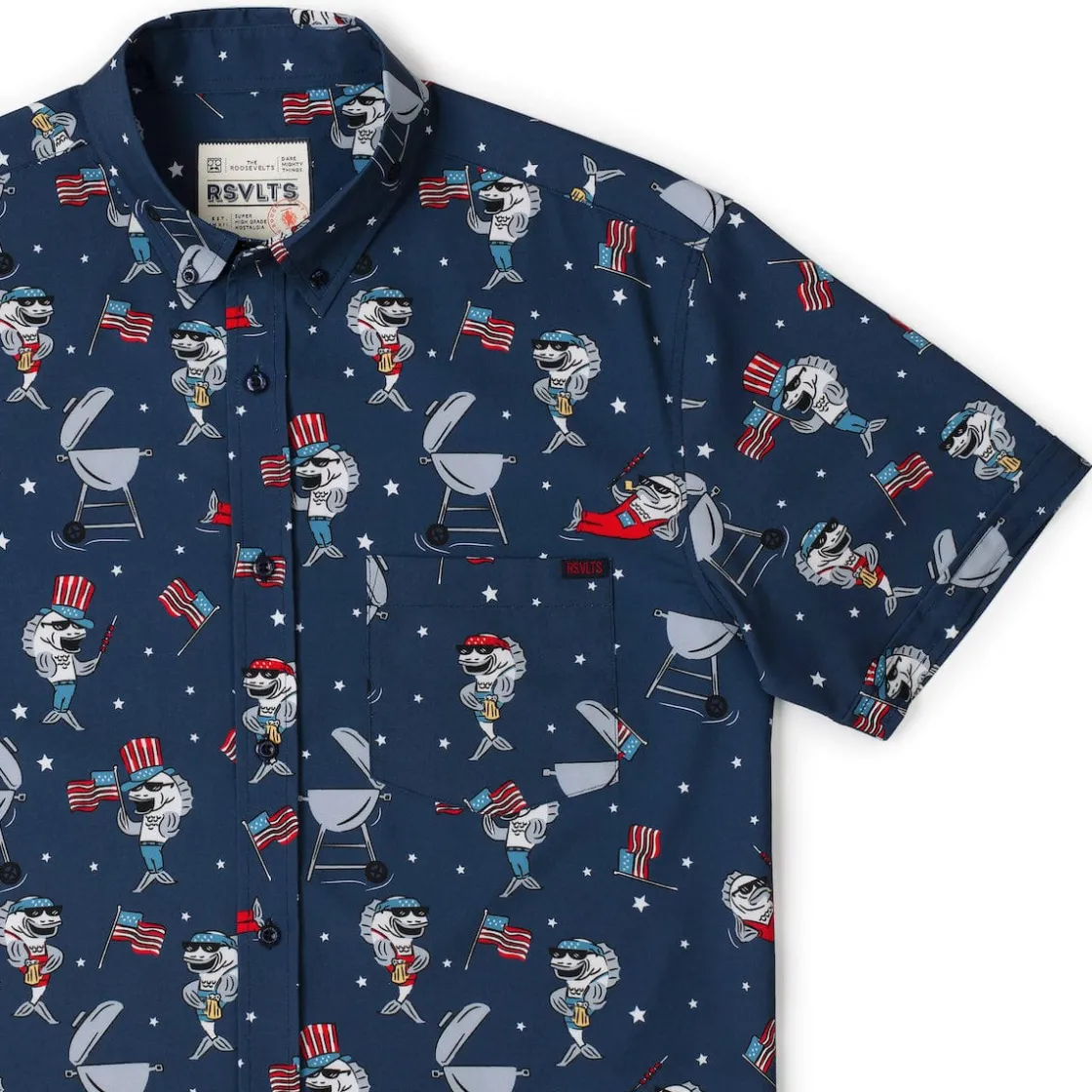 Short Sleeve Shirts|Americana|RSVLTS Fins & Freedom – KUNUFLEX Short Sleeve Shirt