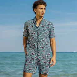 Short Sleeve Shirts|Matching Sets|RSVLTS Fishies – Stretch Seersucker Short Sleeve Shirt