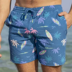 Shorts|Matching Sets|RSVLTS Gator Rays – Stretch Seersucker Hybrid Shorts