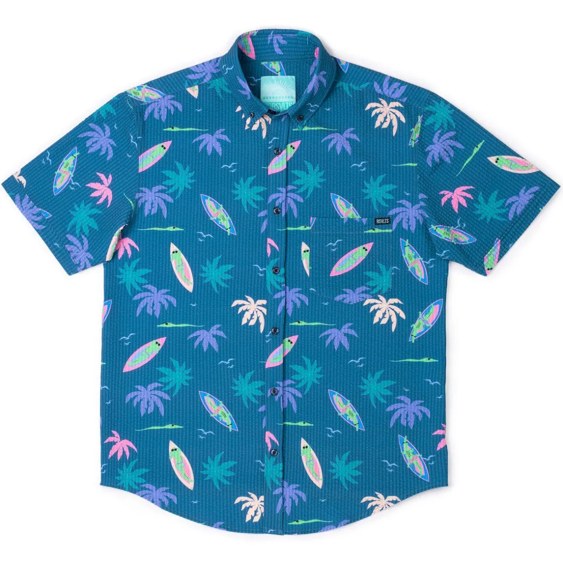 Short Sleeve Shirts|Matching Sets|RSVLTS Gator Rays – Stretch Seersucker Short Sleeve Shirt