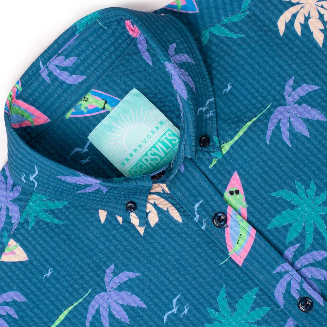 Short Sleeve Shirts|Matching Sets|RSVLTS Gator Rays – Stretch Seersucker Short Sleeve Shirt