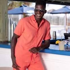 Short Sleeve Shirts|Matching Sets|RSVLTS Georgia Peach – Bamboo Short Sleeve Shirt