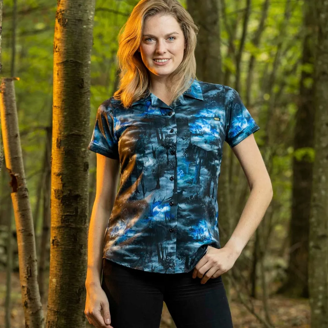 Harry Potter|Warner Bros.|Harry Potter "Expecto Patronum" – Women's KUNUFLEX Short Sleeve Shirt