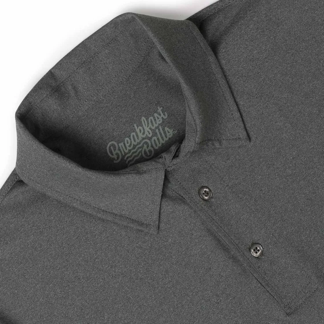 Polos|Basics|Breakfast Balls Iron Gate Melange – Commuter Short Sleeve Polo