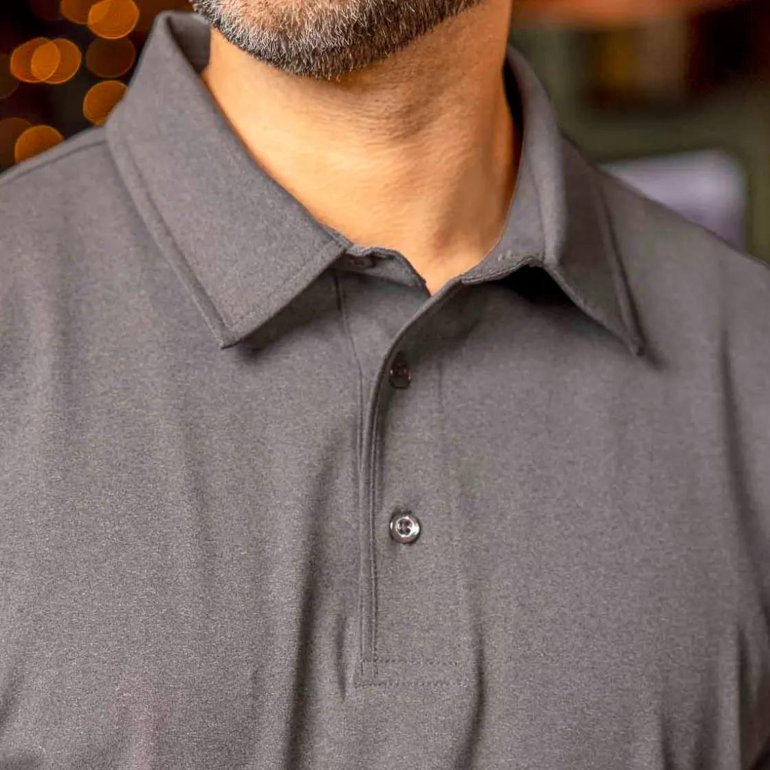 Polos|Basics|Breakfast Balls Iron Gate Melange – Commuter Short Sleeve Polo