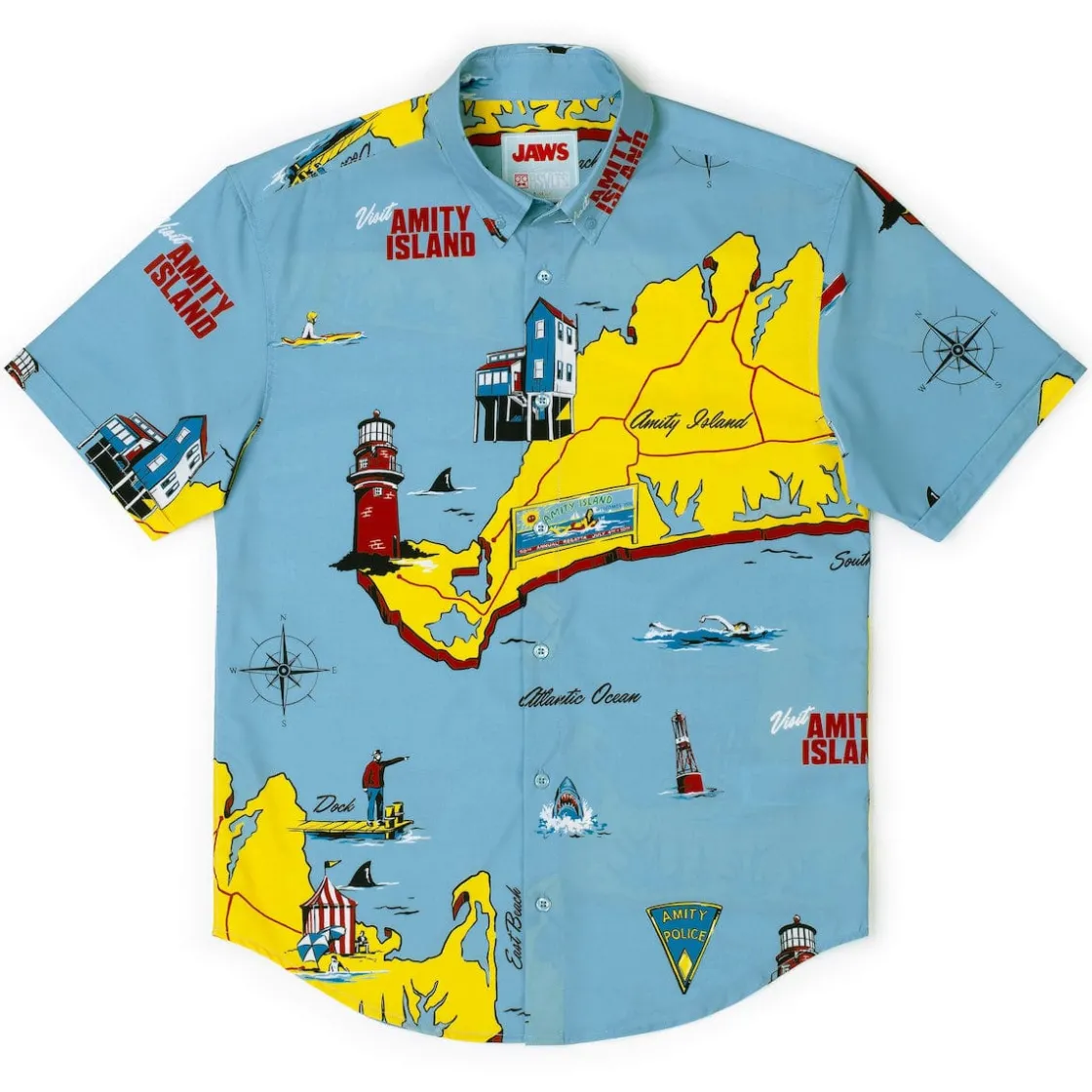 Jaws|Short Sleeves|Jaws 50th Anniversary "Mapped Out Mayhem" – KUNUFLEX Short Sleeve Shirt