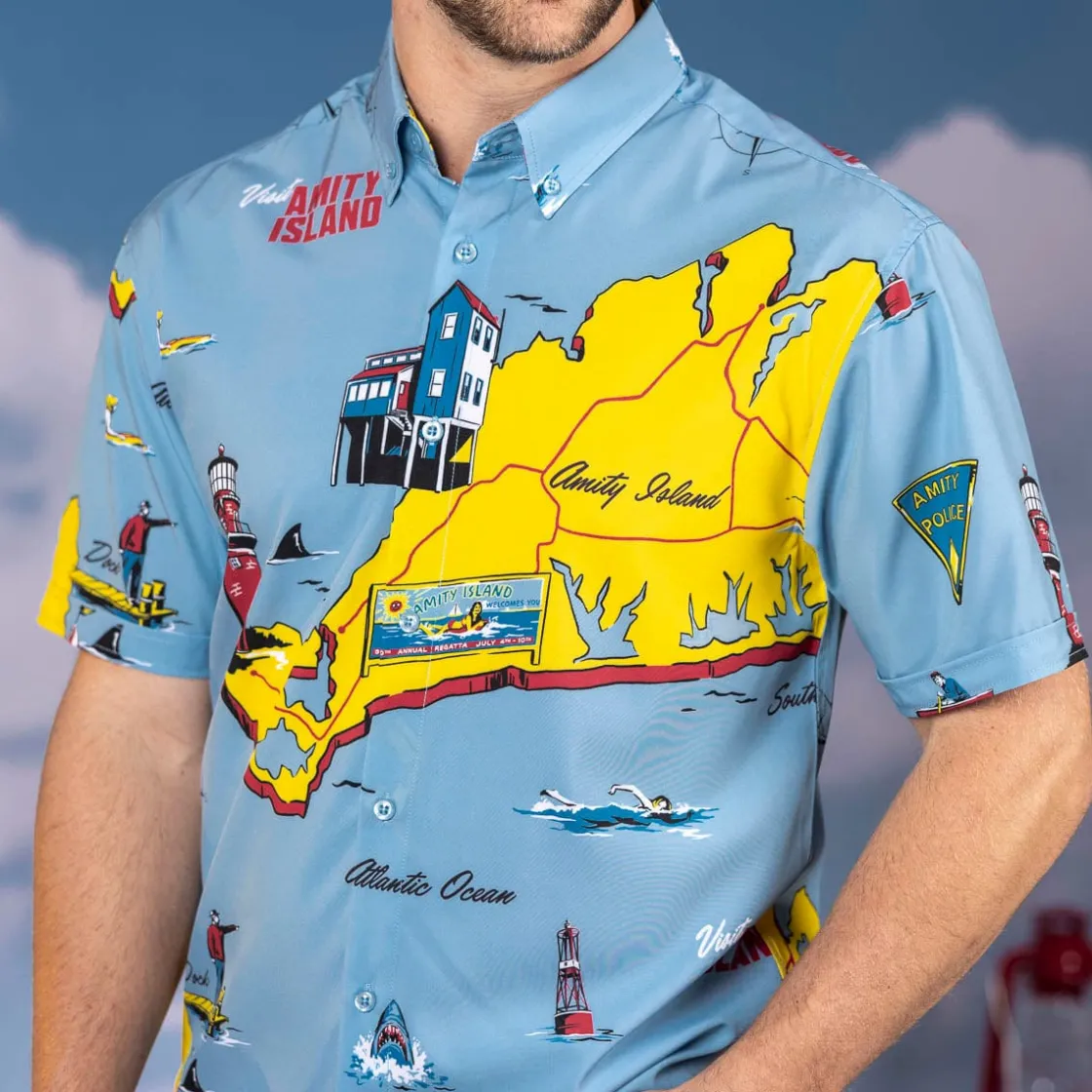 Jaws|Short Sleeves|Jaws 50th Anniversary "Mapped Out Mayhem" – KUNUFLEX Short Sleeve Shirt