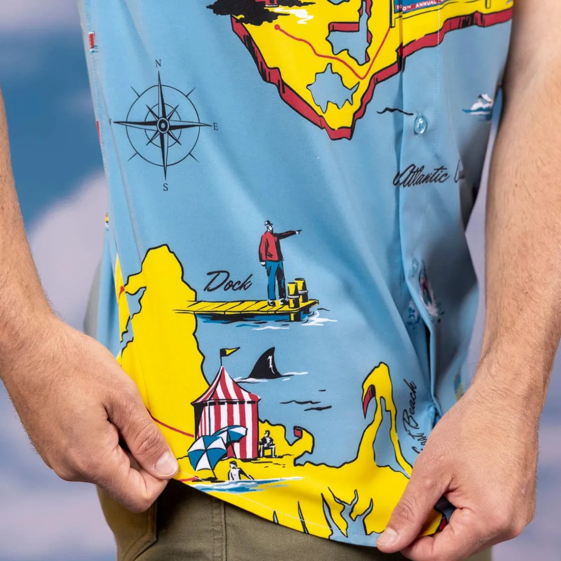 Jaws|Short Sleeves|Jaws 50th Anniversary "Mapped Out Mayhem" – KUNUFLEX Short Sleeve Shirt