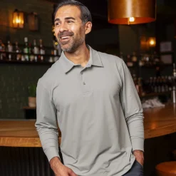 Polos|Basics|Breakfast Balls Limestone – Commuter Long Sleeve Polo