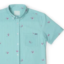 Short Sleeve Shirts|Seersucker|RSVLTS Mermaids – Stretch Seersucker Short Sleeve Shirt