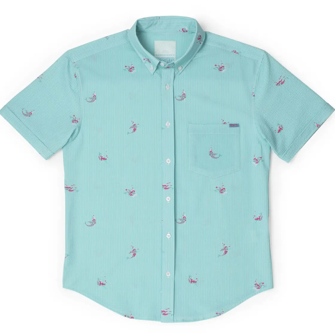 Short Sleeve Shirts|Seersucker|RSVLTS Mermaids – Stretch Seersucker Short Sleeve Shirt