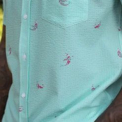 Short Sleeve Shirts|Seersucker|RSVLTS Mermaids – Stretch Seersucker Short Sleeve Shirt