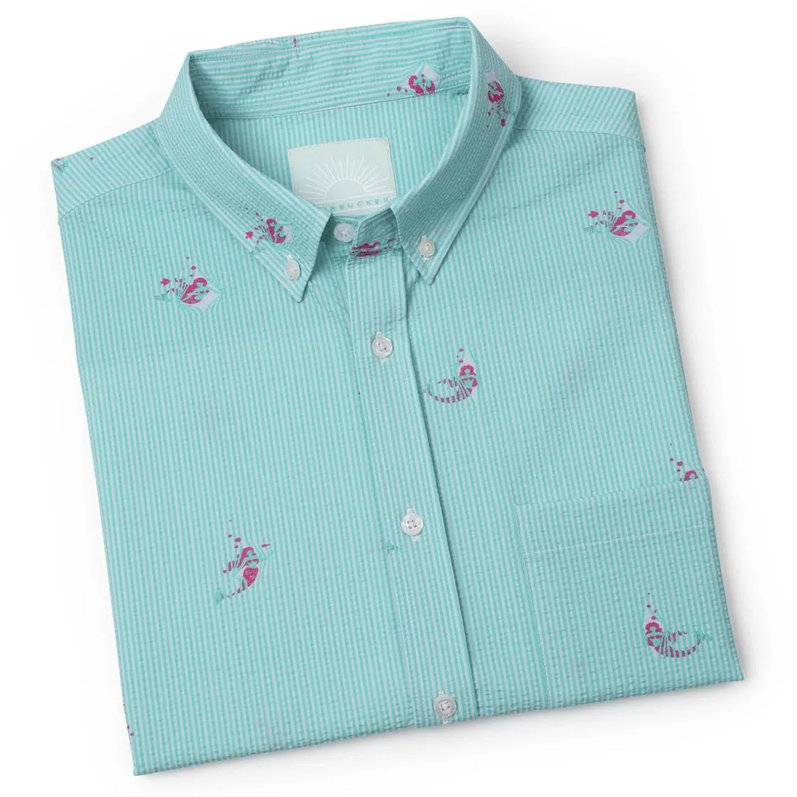 Short Sleeve Shirts|Seersucker|RSVLTS Mermaids – Stretch Seersucker Short Sleeve Shirt
