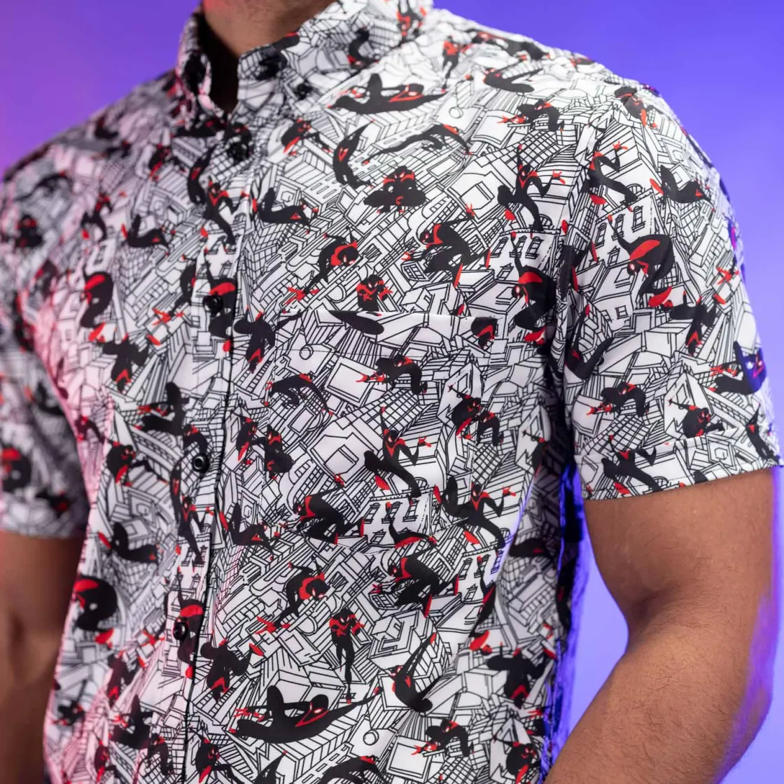 Spider-man|Paging Mr. Morrow|Marvel Miles Morales "City Slinger" – KUNUFLEX Short Sleeve Shirt