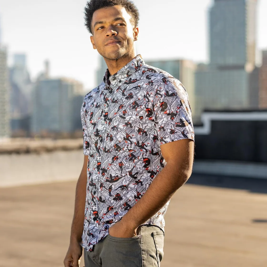 Spider-man|Paging Mr. Morrow|Marvel Miles Morales "City Slinger" – KUNUFLEX Short Sleeve Shirt