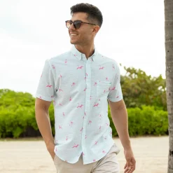 Short Sleeve Shirts|Seersucker|RSVLTS Mingos – Stretch Seersucker Short Sleeve Shirt