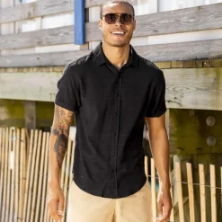 Short Sleeve Shirts|Matching Sets|RSVLTS Obsidian Black – Bamboo Short Sleeve Shirt