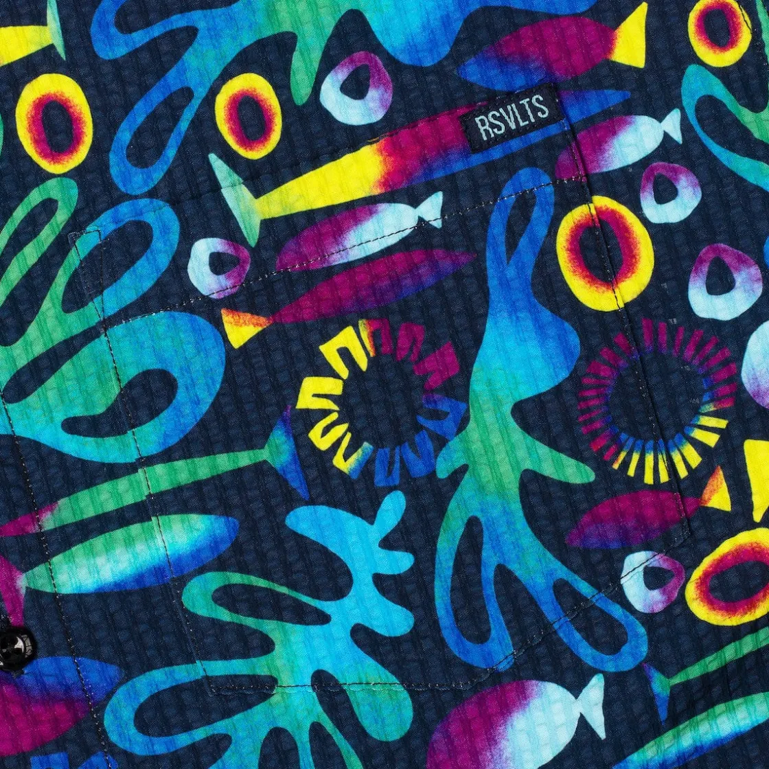 Short Sleeve Shirts|Matching Sets|RSVLTS Rad Reef – Stretch Seersucker Short Sleeve Shirt