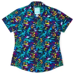 Short Sleeve Shirts|Rsvlts|RSVLTS Rad Reef – Women's Stretch Seersucker Short Sleeve Shirt