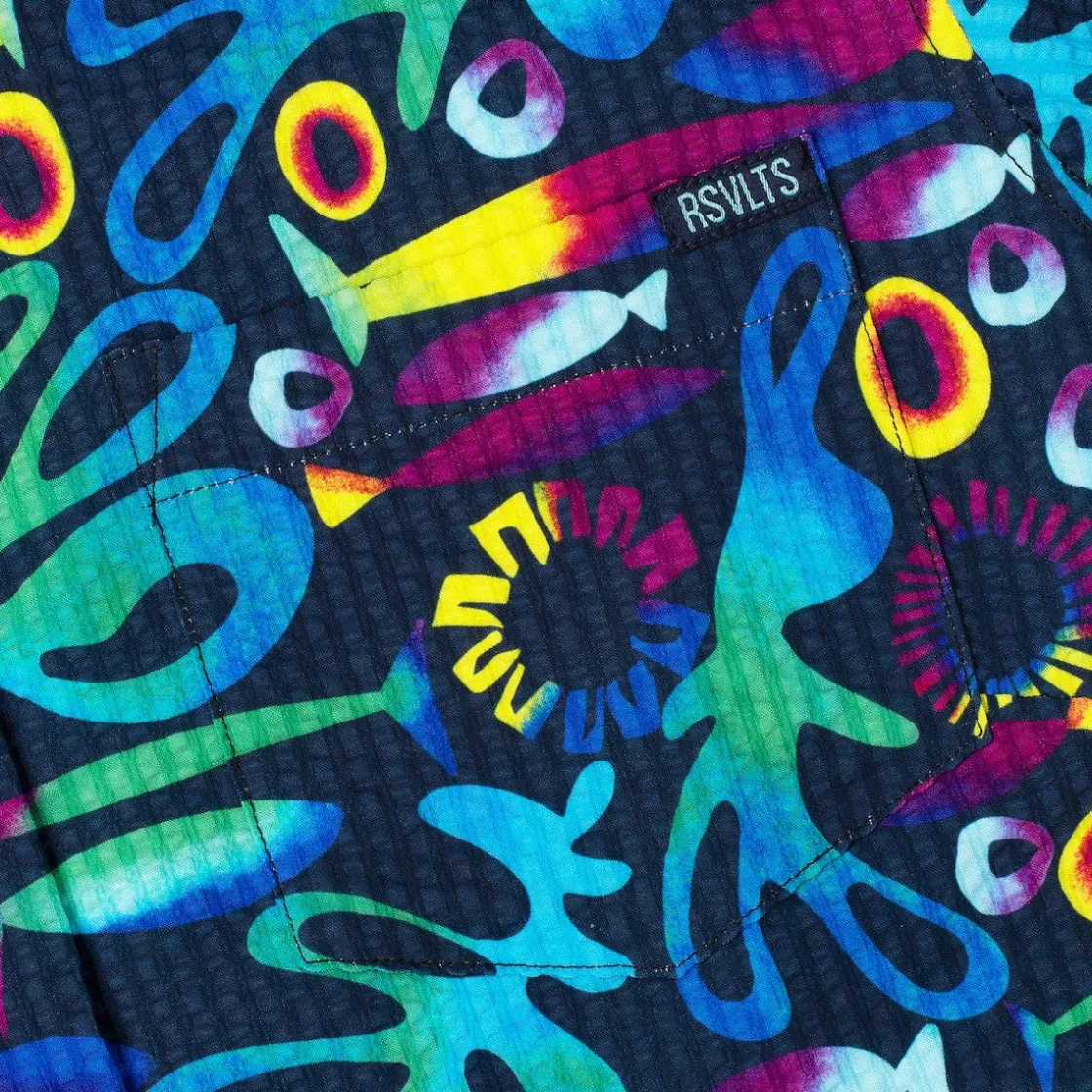 Short Sleeve Shirts|Rsvlts|RSVLTS Rad Reef – Women's Stretch Seersucker Short Sleeve Shirt