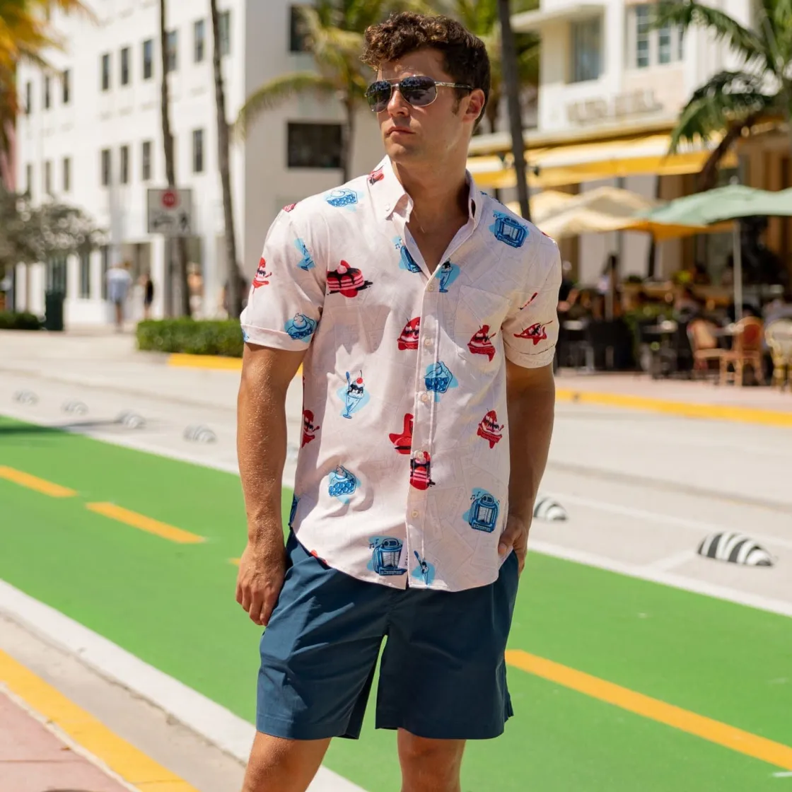 Short Sleeve Shirts|Americana|RSVLTS Red, White, and Blue Plate Special – KUNUFLEX Short Sleeve Shirt