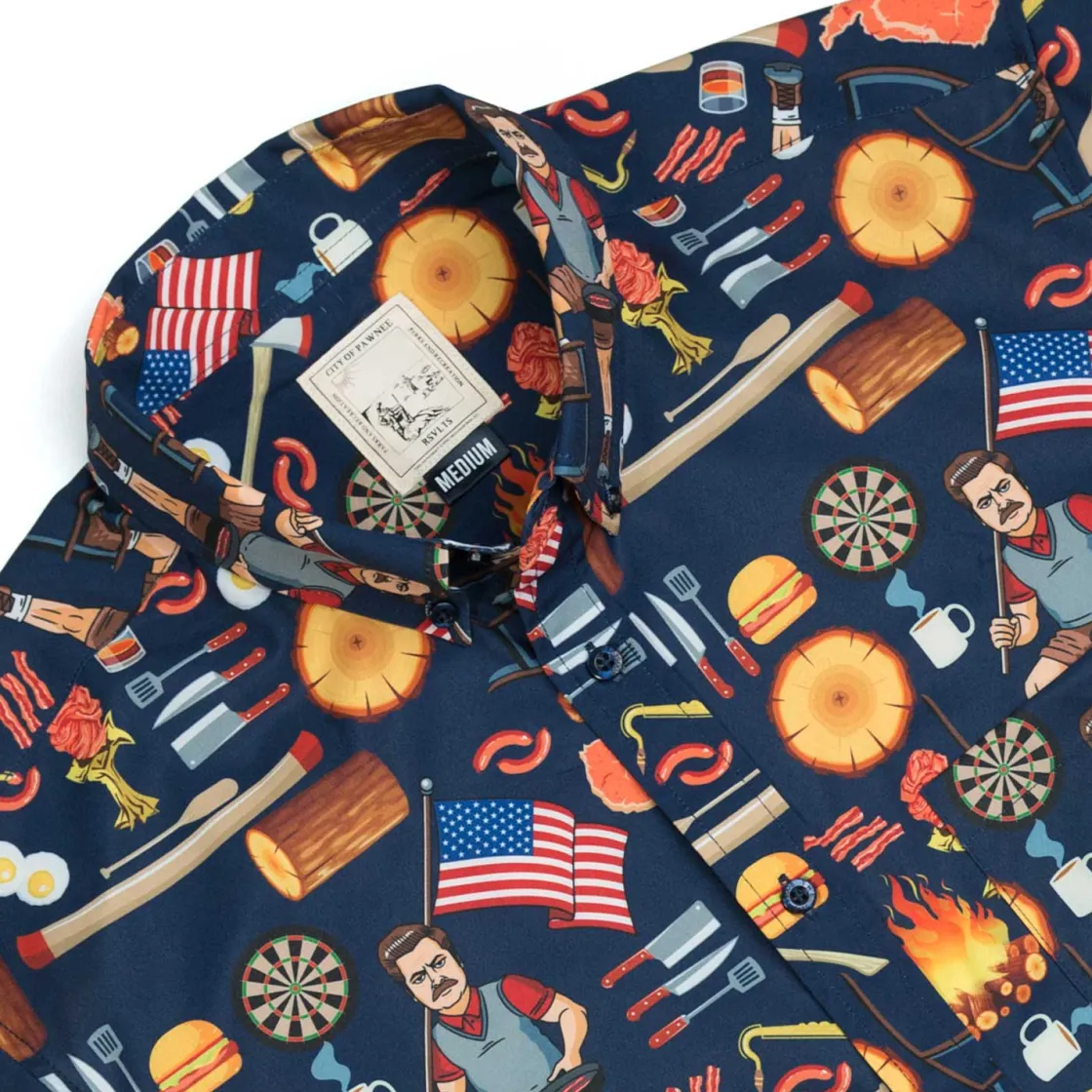 Paging Mr. Morrow|Park & Rec|Parks and Rec Ron Swanson's Shirt of Greatness – KUNUFLEX Short Sleeve Shirt