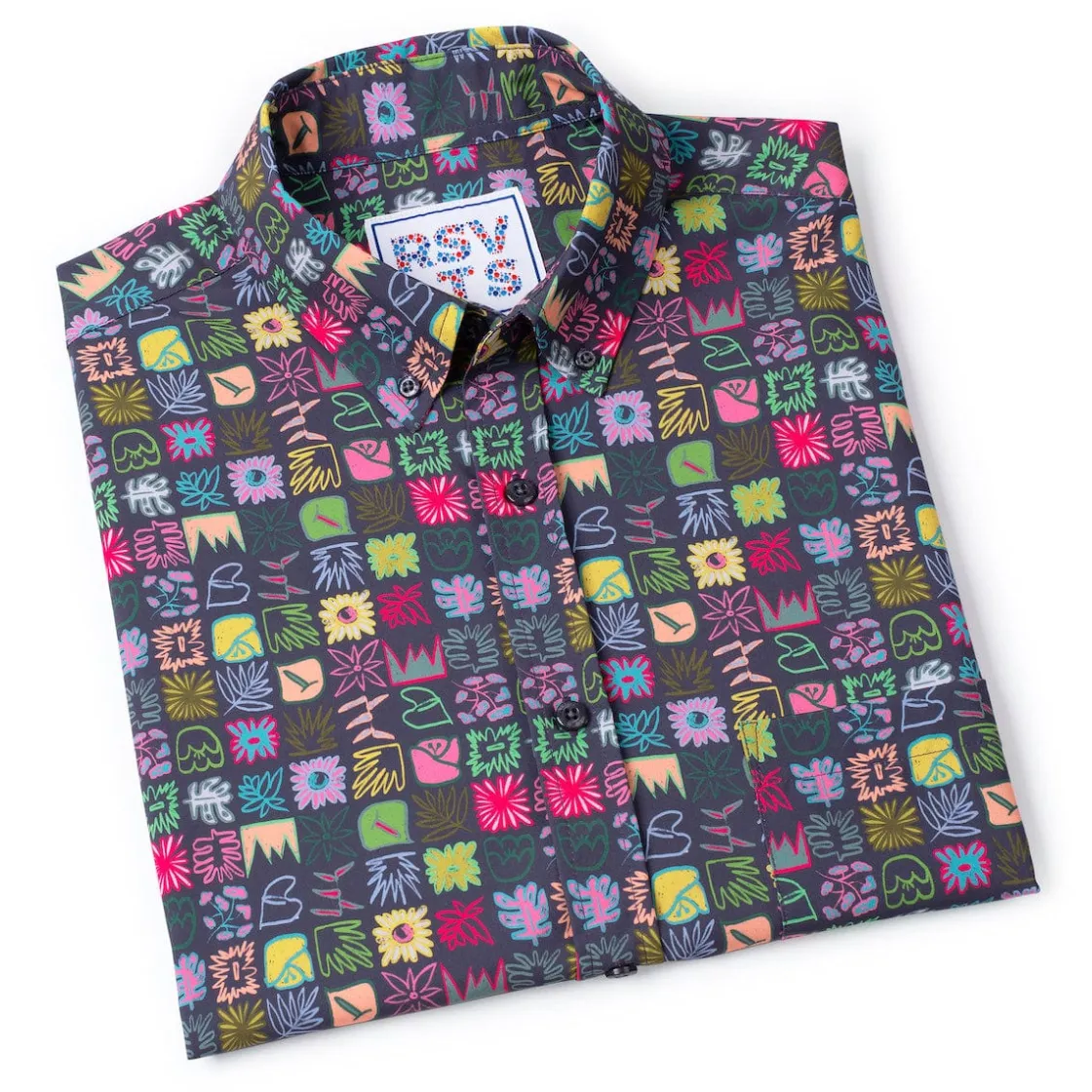 Short Sleeve Shirts|Short Sleeves|RSVLTS Scribble Squares – KUNUFLEX Short Sleeve Shirt