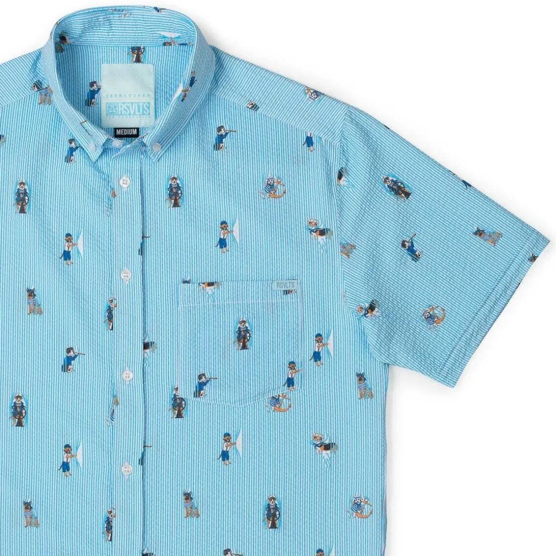 Short Sleeve Shirts|Seersucker|RSVLTS Sea Dogs – Stretch Seersucker Short Sleeve Shirt