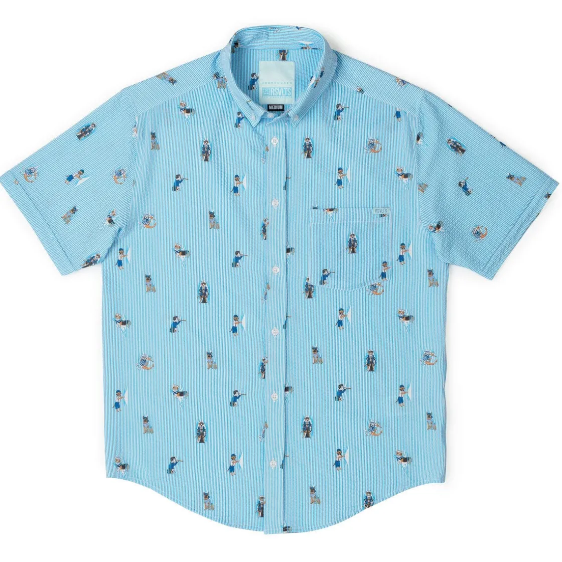 Short Sleeve Shirts|Seersucker|RSVLTS Sea Dogs – Stretch Seersucker Short Sleeve Shirt