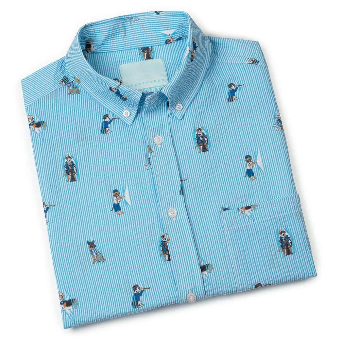 Short Sleeve Shirts|Seersucker|RSVLTS Sea Dogs – Stretch Seersucker Short Sleeve Shirt