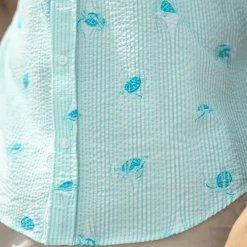 Short Sleeve Shirts|Seersucker|RSVLTS Sea Turtles – Stretch Seersucker Short Sleeve Shirt