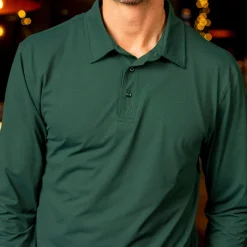 Polos|Basics|Breakfast Balls Smoke Pine – Commuter Long Sleeve Polo