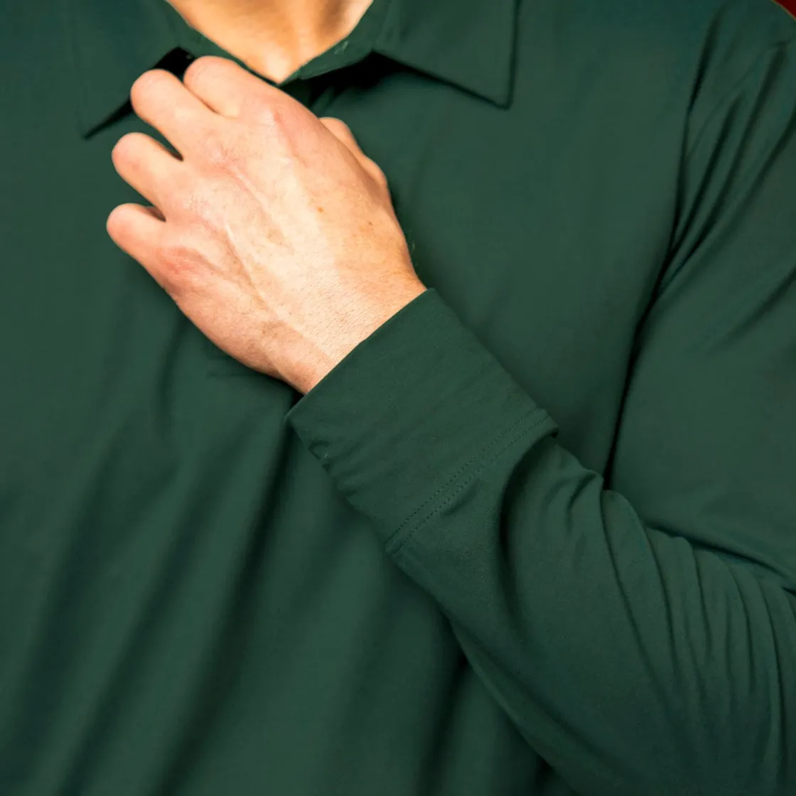 Polos|Basics|Breakfast Balls Smoke Pine – Commuter Long Sleeve Polo