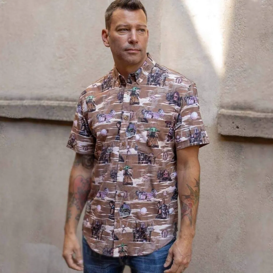 Paging Mr. Morrow|The Mandalorian|Star Wars ™ Mandalorian™ "Mando Montage" – KUNUFLEX Short Sleeve Shirt