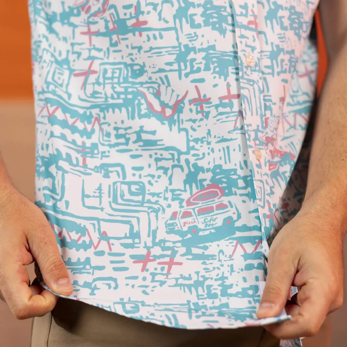 Stranger Things|Short Sleeves|Stranger Things "Surfer Boy Pizza" – KUNUFLEX Short Sleeve Shirt