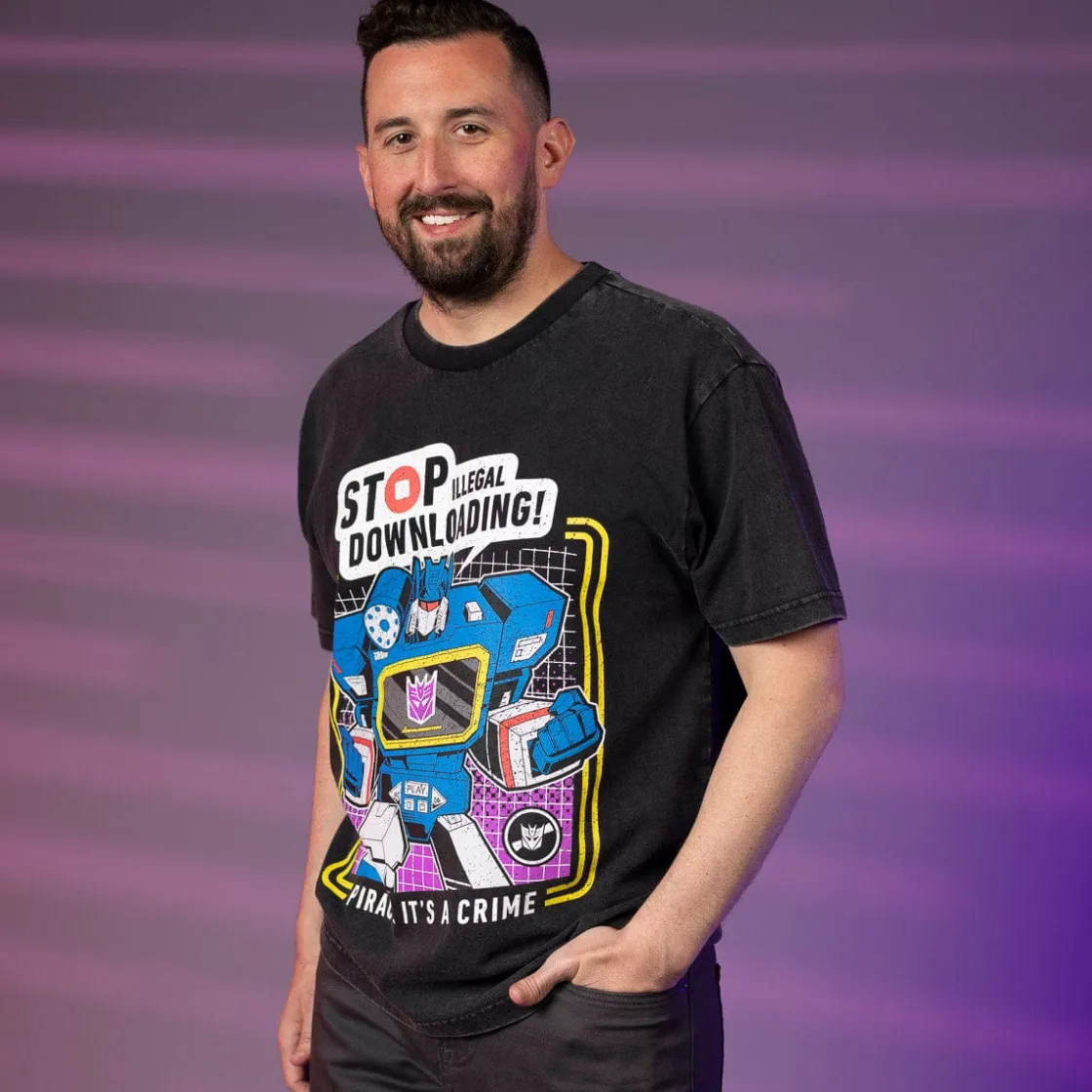Transformers|Hasbro|Transformers "Stop Illegal Downloading!" – Vintage Crewneck Tee