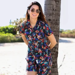 Short Sleeve Shirts|Rsvlts|RSVLTS Vibrant Bloom – Women's KUNUFLEX Short Sleeve Shirt
