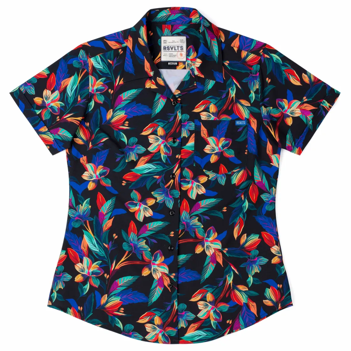 Short Sleeve Shirts|Rsvlts|RSVLTS Vibrant Bloom – Women's KUNUFLEX Short Sleeve Shirt