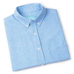 Short Sleeve Shirts|Seersucker|RSVLTS We Sail Without Him – Stretch Seersucker Short Sleeve Shirt